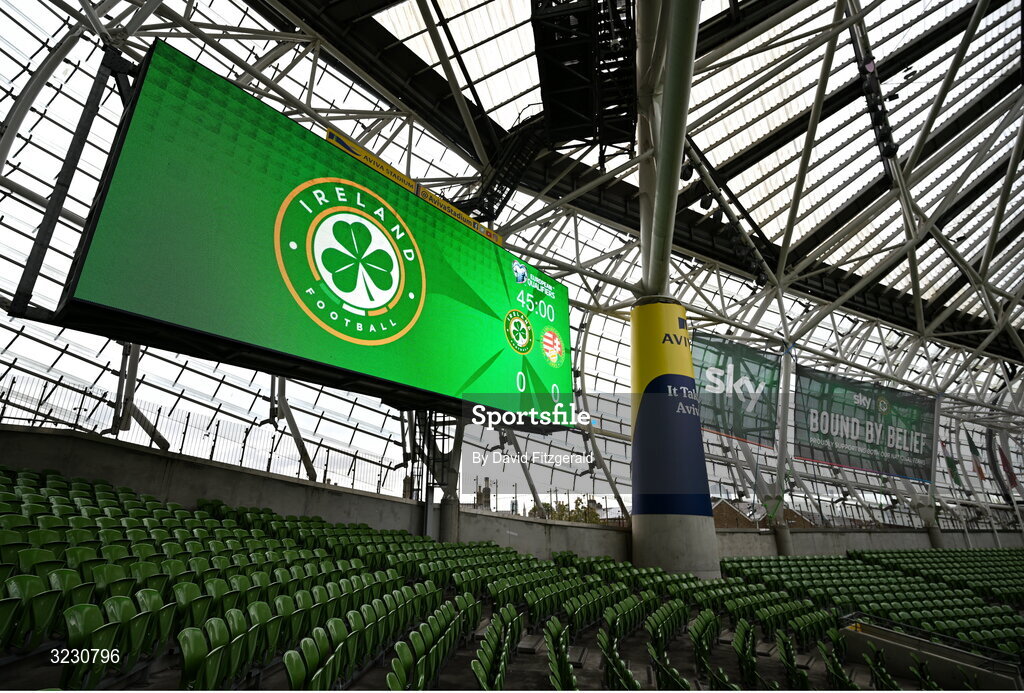 6 September 2025; A general view before the FIFA World Cup 2026 Group F qualifying match between Republic of Ireland and Hungary at the Aviva Stadium in Dublin. Photo by David Fitzgerald/Sportsfile