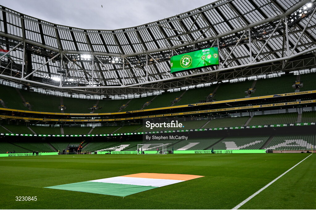 6 September 2025; A general view inside the stadium before the FIFA World Cup 2026 Group F qualifying match between Republic of Ireland and Hungary at the Aviva Stadium in Dublin. Photo by Stephen McCarthy/Sportsfile