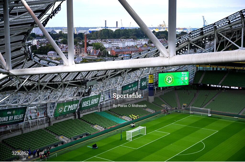 6 September 2025; A general view inside the stadium before the FIFA World Cup 2026 Group F qualifying match between Republic of Ireland and Hungary at the Aviva Stadium in Dublin. Photo by Piaras Ó Mídheach/Sportsfile
