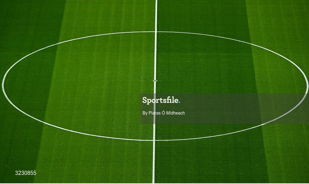 6 September 2025; A general view of the centre circle inside the stadium before the FIFA World Cup 2026 Group F qualifying match between Republic of Ireland and Hungary at the Aviva Stadium in Dublin. Photo by Piaras Ó Mídheach/Sportsfile