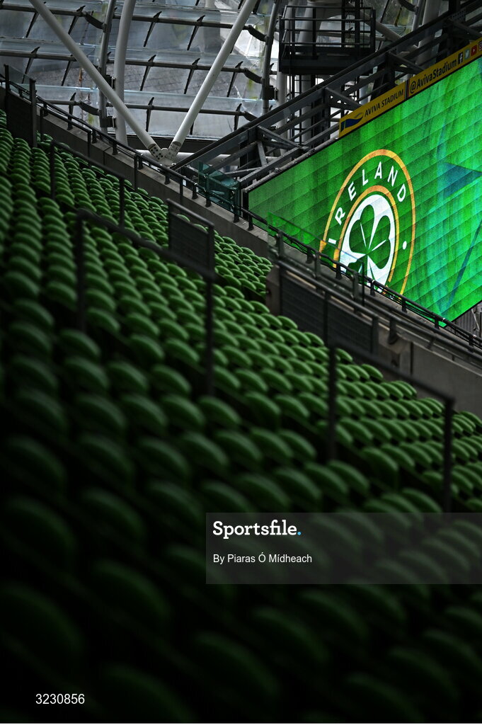 6 September 2025; A general view of seats inside the stadium before the FIFA World Cup 2026 Group F qualifying match between Republic of Ireland and Hungary at the Aviva Stadium in Dublin. Photo by Piaras Ó Mídheach/Sportsfile