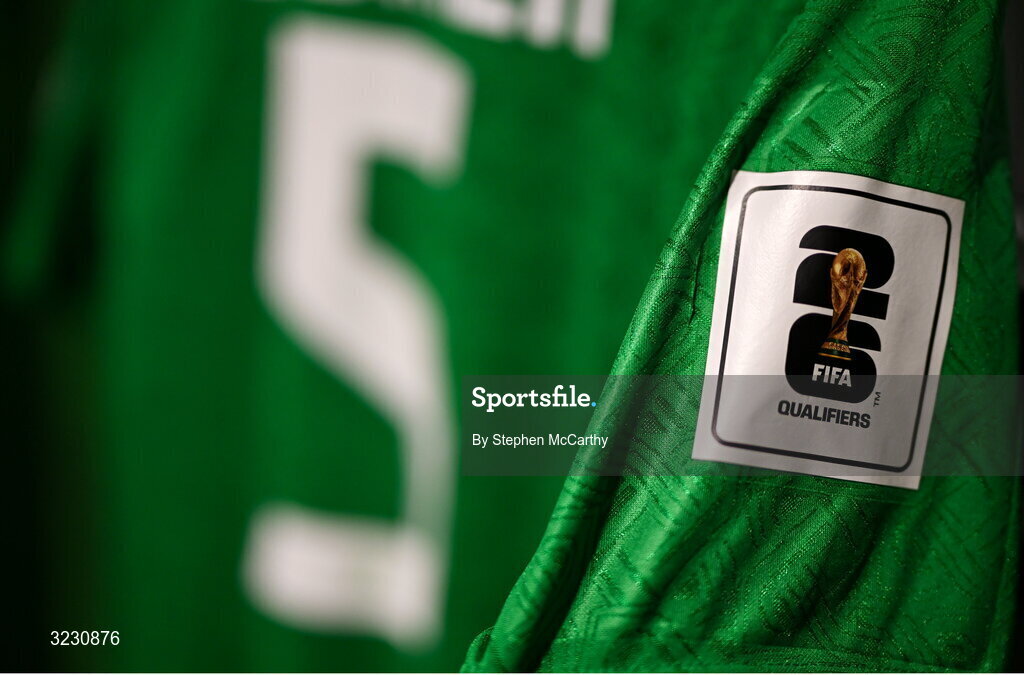 6 September 2025; The jersey of Jake O'Brien in the Republic of Ireland dressingroom before the FIFA World Cup 2026 Group F qualifying match between Republic of Ireland and Hungary at the Aviva Stadium in Dublin. Photo by Stephen McCarthy/Sportsfile