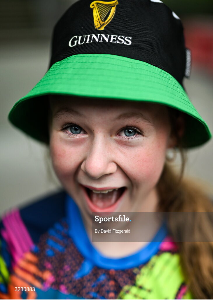 6 September 2025; Republic of Ireland supporter Zoey Grace, aged 12, from Limerick, before the FIFA World Cup 2026 Group F qualifying match between Republic of Ireland and Hungary at the Aviva Stadium in Dublin. Photo by David Fitzgerald/Sportsfile