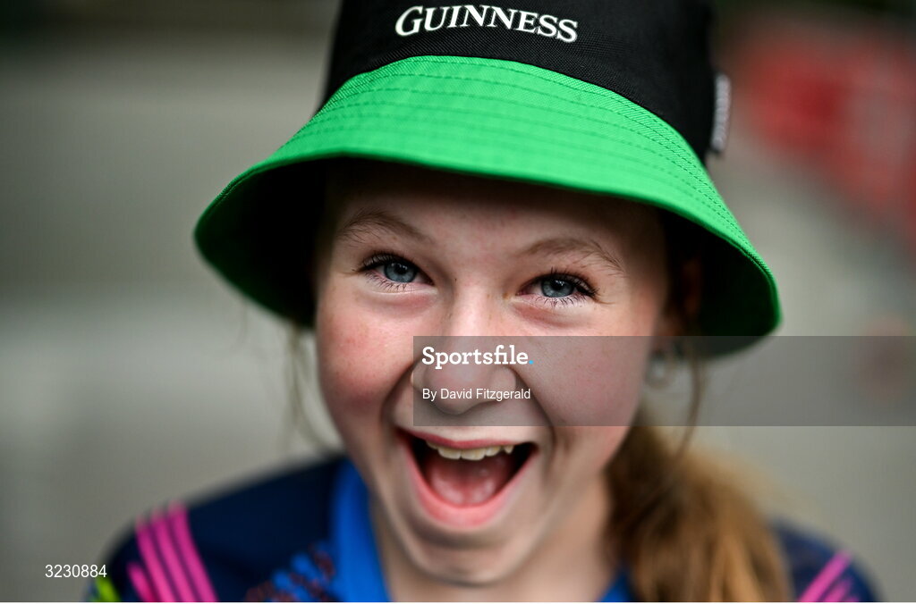6 September 2025; Republic of Ireland supporter Zoey Grace, aged 12, from Limerick, before the FIFA World Cup 2026 Group F qualifying match between Republic of Ireland and Hungary at the Aviva Stadium in Dublin. Photo by David Fitzgerald/Sportsfile