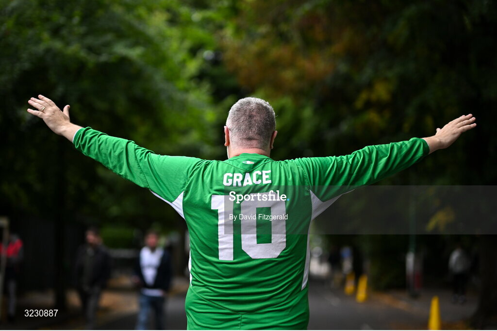 6 September 2025; Republic of Ireland supporter Gordon Grace, from Limerick, before the FIFA World Cup 2026 Group F qualifying match between Republic of Ireland and Hungary at the Aviva Stadium in Dublin. Photo by David Fitzgerald/Sportsfile