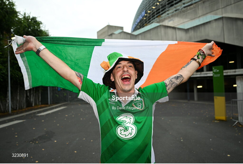 6 September 2025; Republic of Ireland supporter Brendan O'Sullivan, from Cork, before the FIFA World Cup 2026 Group F qualifying match between Republic of Ireland and Hungary at the Aviva Stadium in Dublin. Photo by David Fitzgerald/Sportsfile