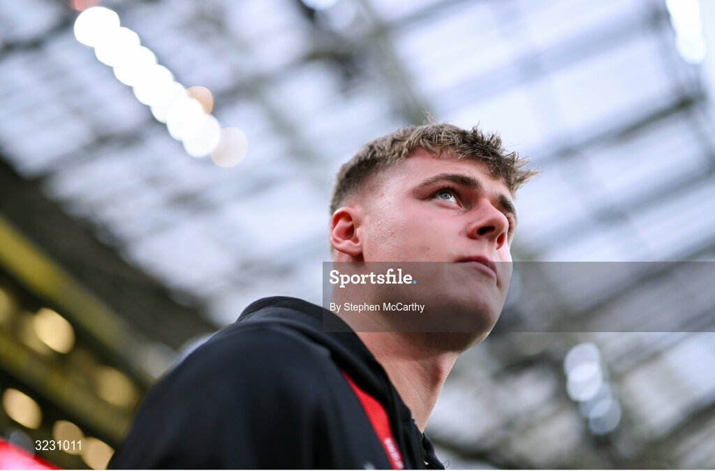 6 September 2025; Evan Ferguson of Republic of Ireland before the FIFA World Cup 2026 Group F qualifying match between Republic of Ireland and Hungary at the Aviva Stadium in Dublin. Photo by Stephen McCarthy/Sportsfile
