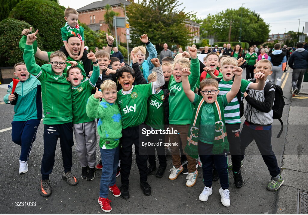 6 September 2025; Republic of Ireland supporters before the FIFA World Cup 2026 Group F qualifying match between Republic of Ireland and Hungary at the Aviva Stadium in Dublin. Photo by David Fitzgerald/Sportsfile