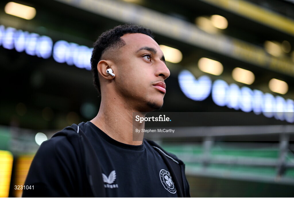 6 September 2025; Adam Idah of Republic of Ireland before the FIFA World Cup 2026 Group F qualifying match between Republic of Ireland and Hungary at the Aviva Stadium in Dublin. Photo by Stephen McCarthy/Sportsfile