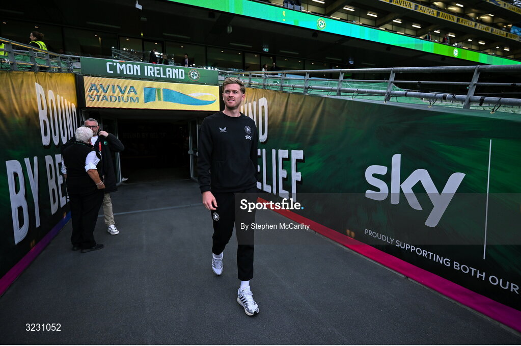 6 September 2025; Republic of Ireland captain Nathan Collins before the FIFA World Cup 2026 Group F qualifying match between Republic of Ireland and Hungary at the Aviva Stadium in Dublin. Photo by Stephen McCarthy/Sportsfile