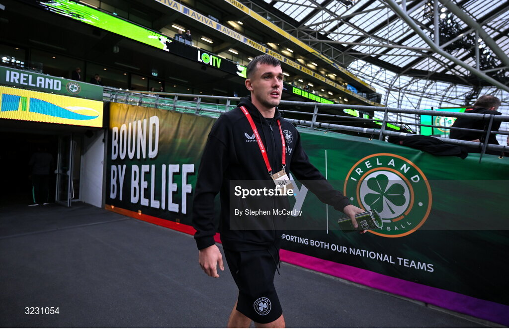 6 September 2025; Jason Knight of Republic of Ireland before the FIFA World Cup 2026 Group F qualifying match between Republic of Ireland and Hungary at the Aviva Stadium in Dublin. Photo by Stephen McCarthy/Sportsfile