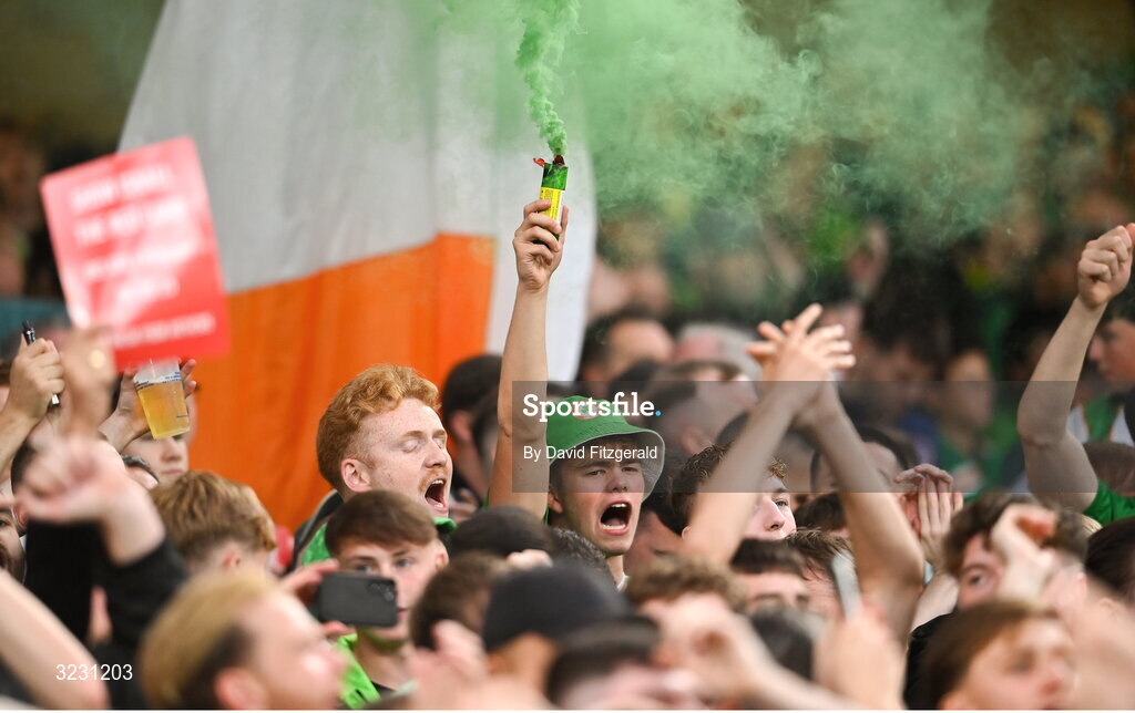6 September 2025; Republic of Ireland supporters during the FIFA World Cup 2026 Group F qualifying match between Republic of Ireland and Hungary at the Aviva Stadium in Dublin. Photo by David Fitzgerald/Sportsfile