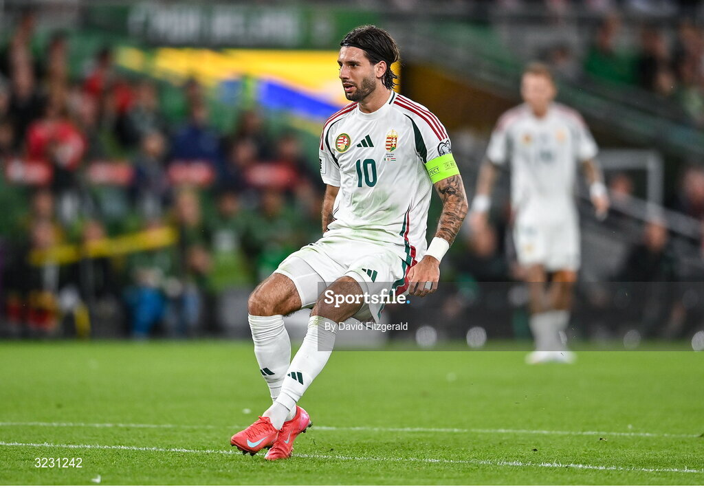 6 September 2025; Dominik Szoboszlai of Hungary during the FIFA World Cup 2026 Group F qualifying match between Republic of Ireland and Hungary at the Aviva Stadium in Dublin. Photo by David Fitzgerald/Sportsfile