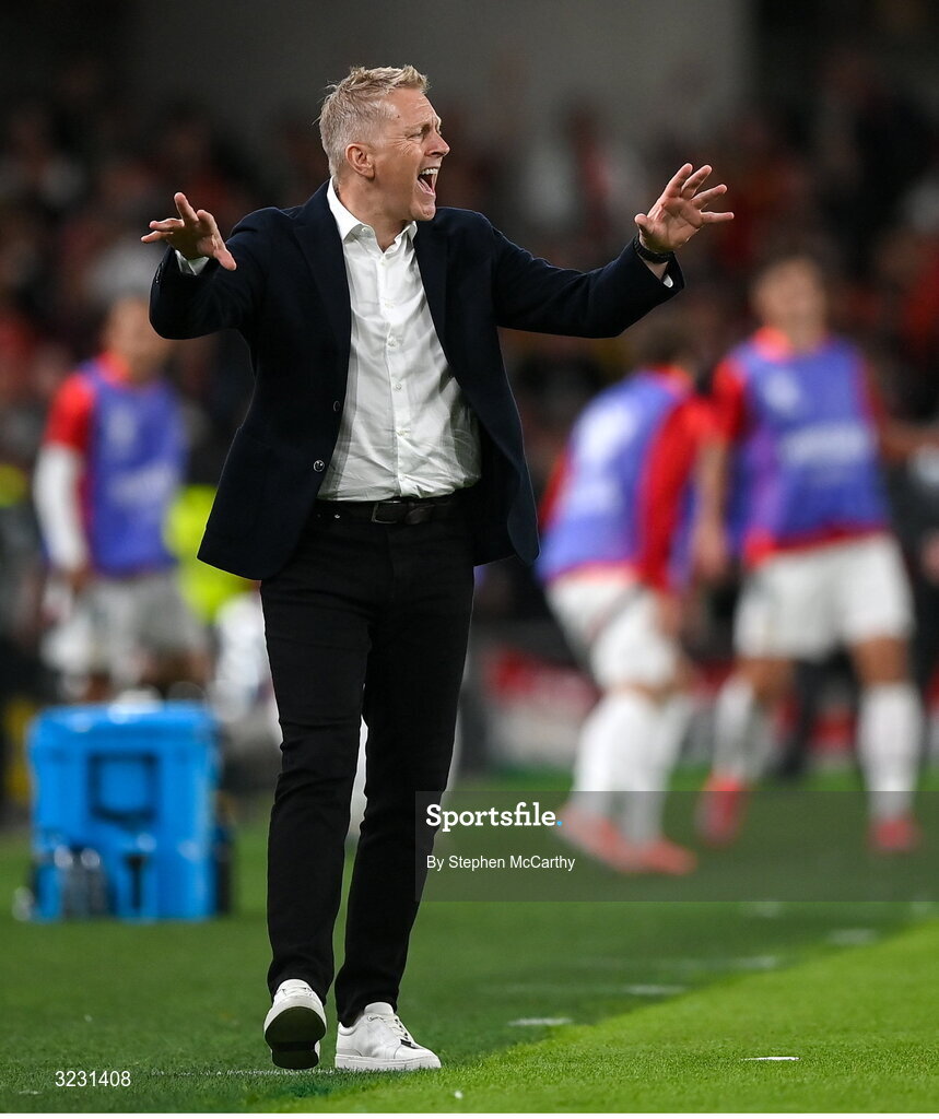 6 September 2025; Republic of Ireland head coach Heimir Hallgrimsson during the FIFA World Cup 2026 Group F qualifying match between Republic of Ireland and Hungary at the Aviva Stadium in Dublin. Photo by Stephen McCarthy/Sportsfile