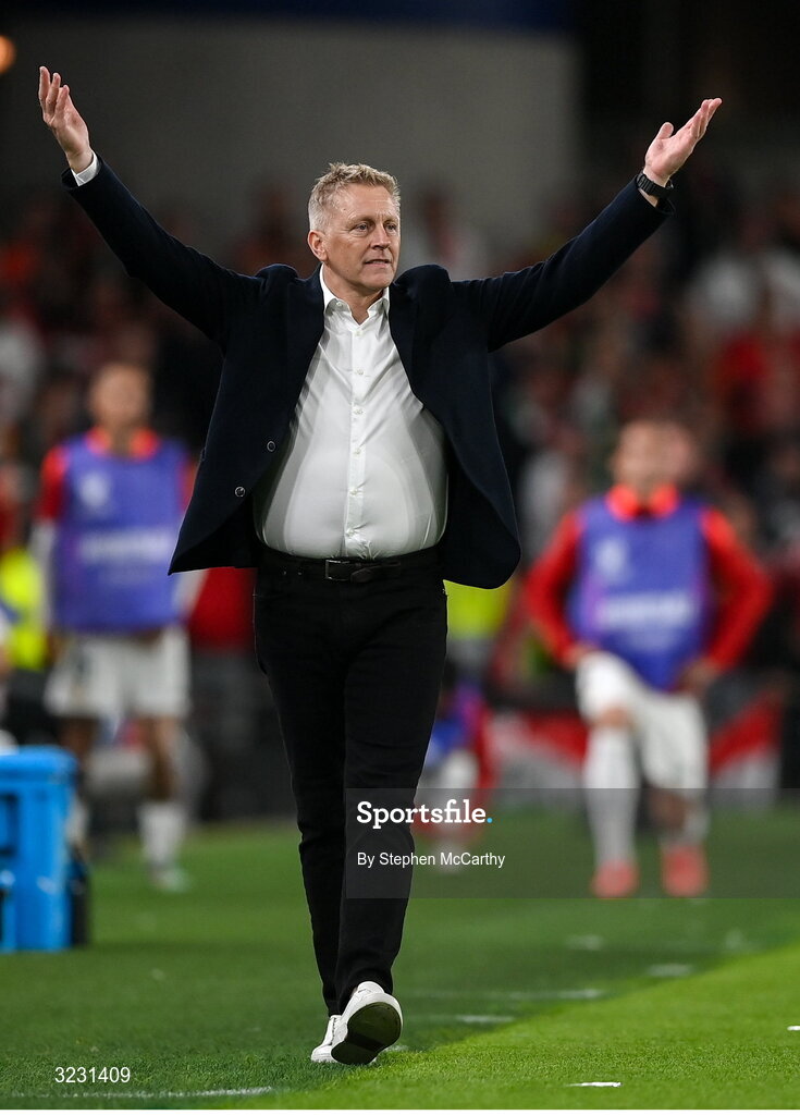 6 September 2025; Republic of Ireland head coach Heimir Hallgrimsson during the FIFA World Cup 2026 Group F qualifying match between Republic of Ireland and Hungary at the Aviva Stadium in Dublin. Photo by Stephen McCarthy/Sportsfile