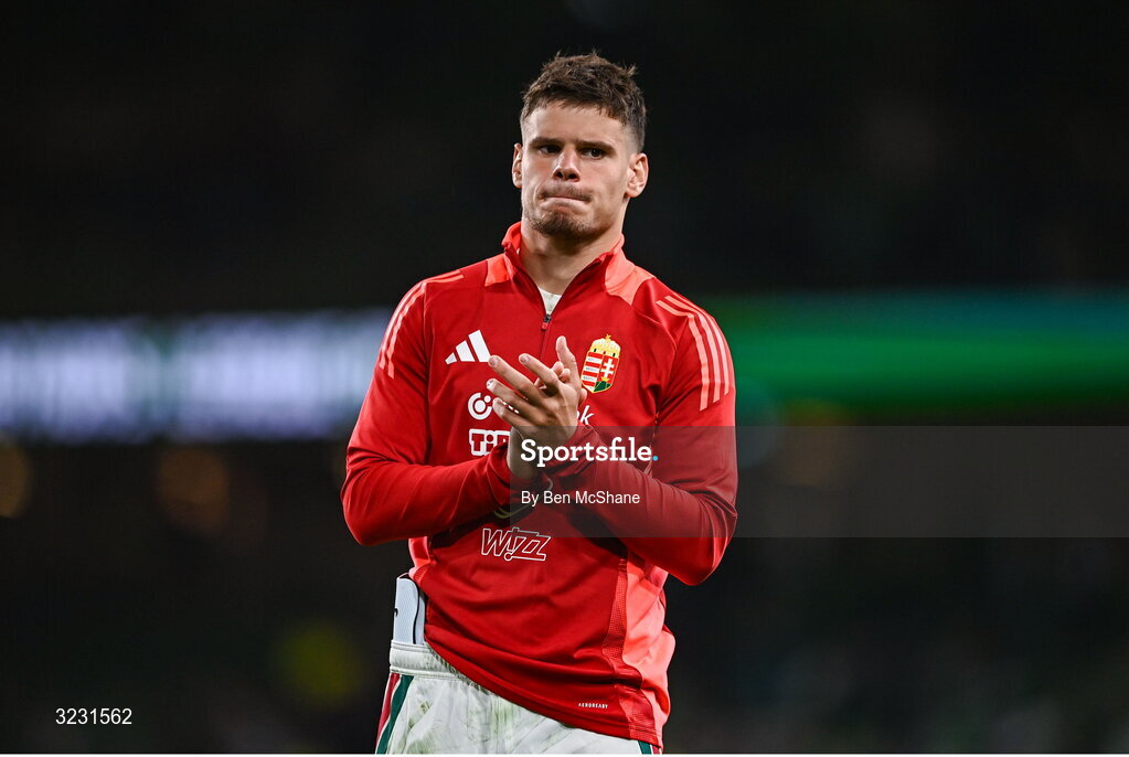 6 September 2025; Milos Kerkez of Hungary after the FIFA World Cup 2026 Group F qualifying match between Republic of Ireland and Hungary at the Aviva Stadium in Dublin. Photo by Ben McShane/Sportsfile