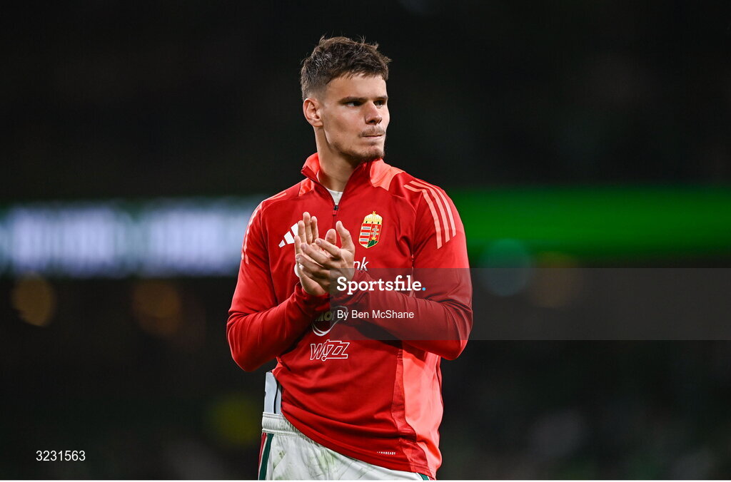 6 September 2025; Milos Kerkez of Hungary after the FIFA World Cup 2026 Group F qualifying match between Republic of Ireland and Hungary at the Aviva Stadium in Dublin. Photo by Ben McShane/Sportsfile