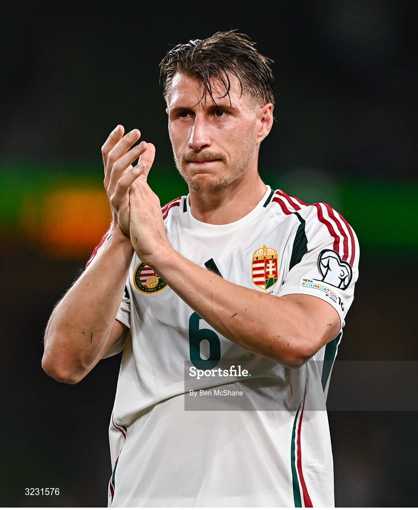 6 September 2025; Willi Orbán of Hungary after the FIFA World Cup 2026 Group F qualifying match between Republic of Ireland and Hungary at the Aviva Stadium in Dublin. Photo by Ben McShane/Sportsfile