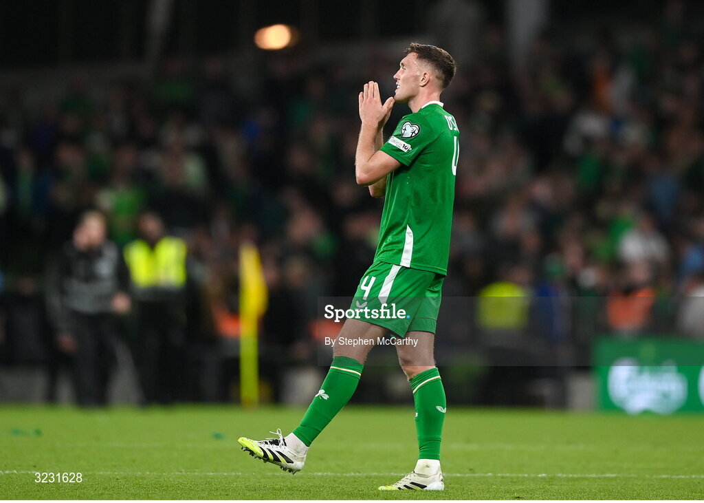 6 September 2025; Dara O'Shea of Republic of Ireland after the FIFA World Cup 2026 Group F qualifying match between Republic of Ireland and Hungary at the Aviva Stadium in Dublin. Photo by Stephen McCarthy/Sportsfile