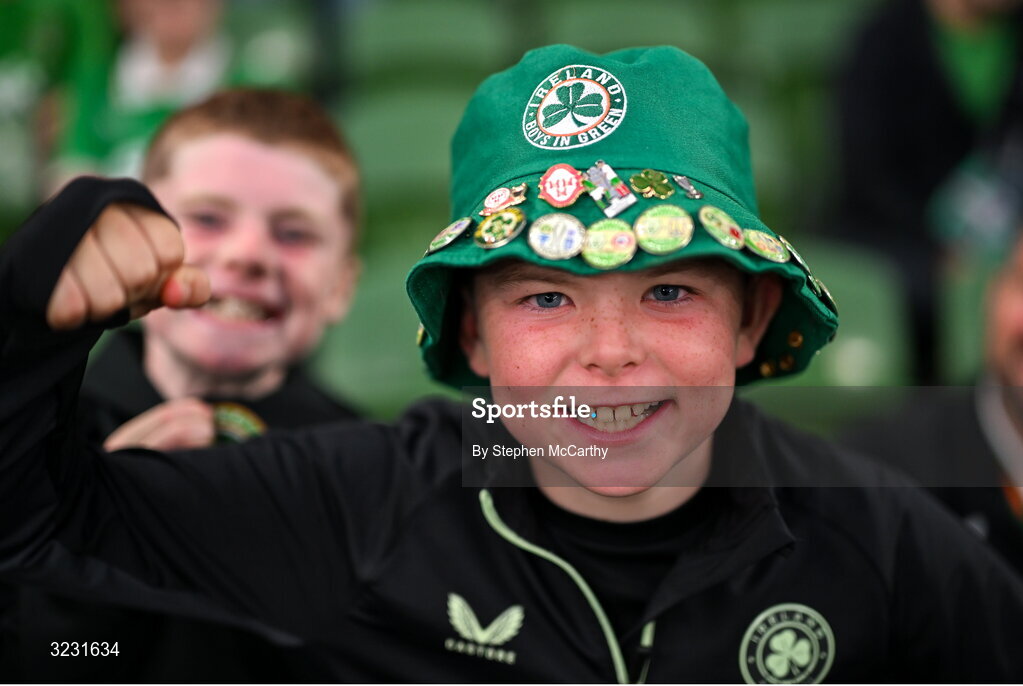 6 September 2025; Republic of Ireland supporter Paddy Gilloughley before the FIFA World Cup 2026 Group F qualifying match between Republic of Ireland and Hungary at the Aviva Stadium in Dublin. Photo by Stephen McCarthy/Sportsfile