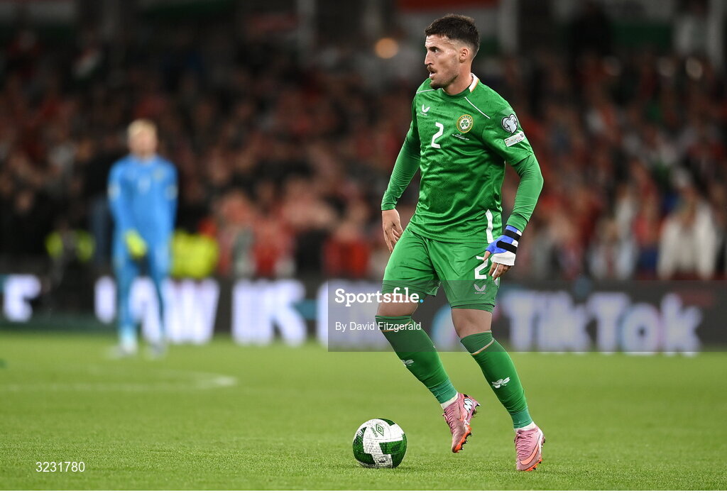 6 September 2025; Matt Doherty of Republic of Ireland during the FIFA World Cup 2026 Group F qualifying match between Republic of Ireland and Hungary at the Aviva Stadium in Dublin. Photo by David Fitzgerald/Sportsfile