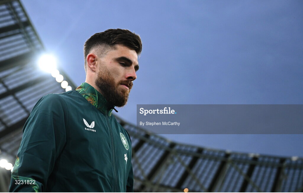 6 September 2025; Ryan Manning of Republic of Ireland before the FIFA World Cup 2026 Group F qualifying match between Republic of Ireland and Hungary at the Aviva Stadium in Dublin. Photo by Stephen McCarthy/Sportsfile