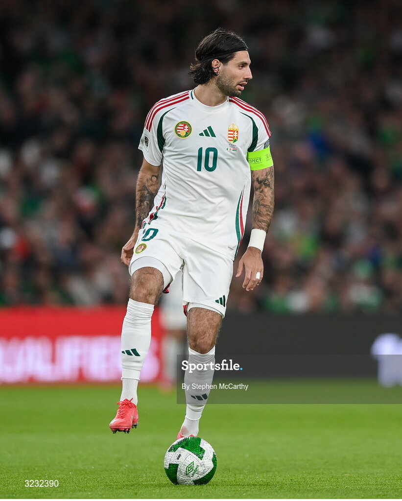 6 September 2025; Dominik Szoboszlai of Hungary during the FIFA World Cup 2026 Group F qualifying match between Republic of Ireland and Hungary at the Aviva Stadium in Dublin. Photo by Stephen McCarthy/Sportsfile