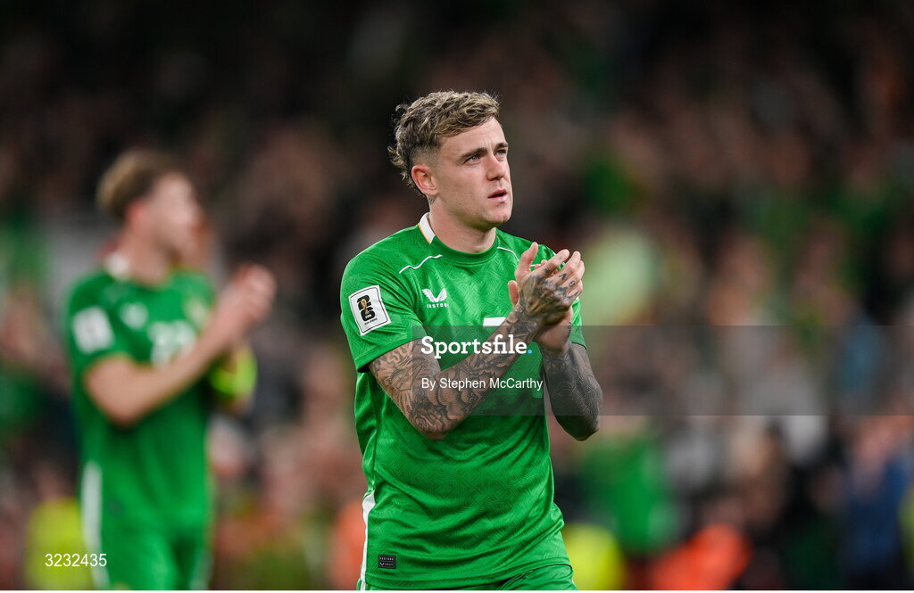 6 September 2025; Sammie Szmodics of Republic of Ireland after the FIFA World Cup 2026 Group F qualifying match between Republic of Ireland and Hungary at the Aviva Stadium in Dublin. Photo by Stephen McCarthy/Sportsfile