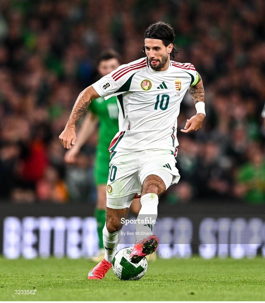 6 September 2025; Dominik Szoboszlai of Hungary during the FIFA World Cup 2026 Group F qualifying match between Republic of Ireland and Hungary at the Aviva Stadium in Dublin. Photo by Ben McShane/Sportsfile