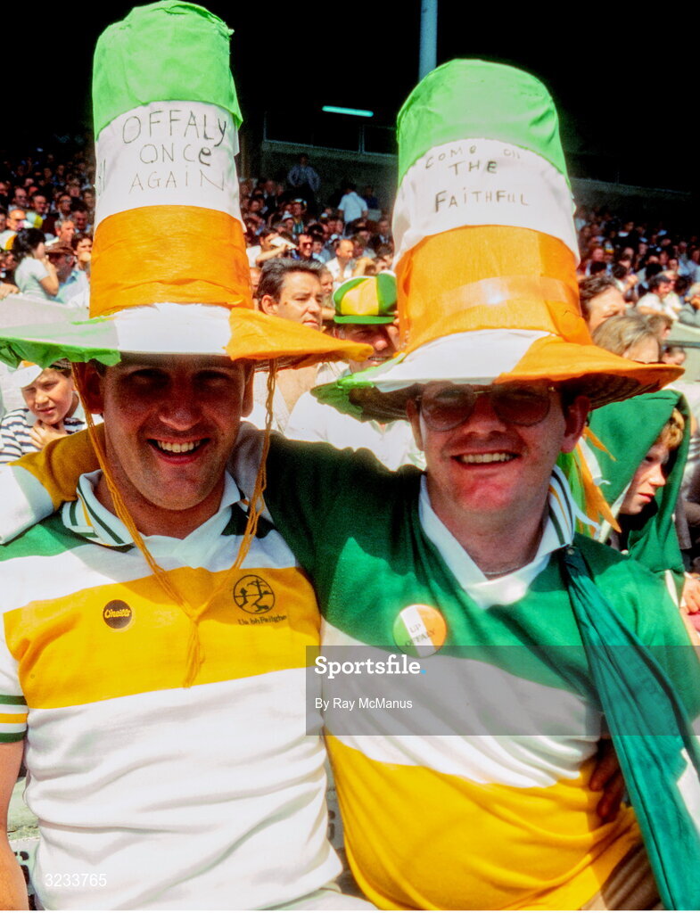5 August 1984; Offaly supporters before the All-Ireland Senior Hurling Championship Semi-Final match between Galway and Offaly at Semple Stadium in Thurles, Tipperary. Photo by Ray McManus/Sportsfile