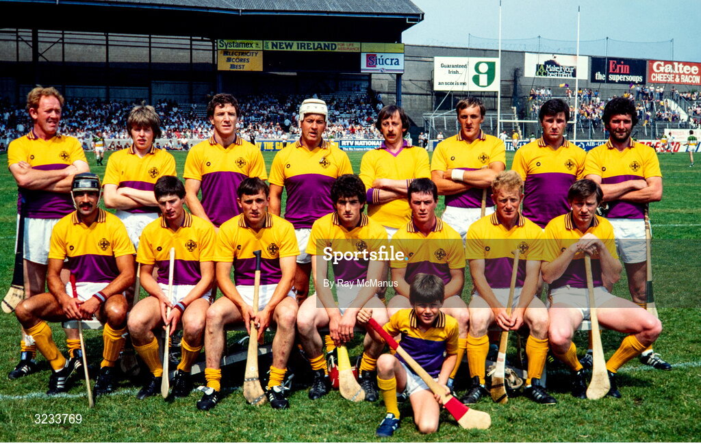 8 July 1984; Wexford team, back row, from left, Tony Doran, Martin Fitzhenry, Pat Kenny, Tony Walsh, John Nolan, Eamonn Cleary, James O'Connor and Seanie Kinsella, with, front, from left, George O'Connor, John Conran, John McDonald, Billy Byrne, Paudge Courtney, Mick Jacob and Martin Quigley before the Leinster Senior Hurling Championship Final between Offaly and Wexford at Croke Park in Dublin. Photo by Ray McManus/Sportsfile