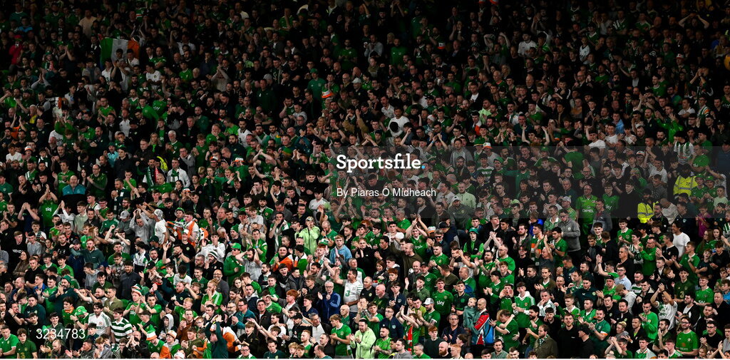 6 September 2025; Supporters during the FIFA World Cup 2026 Group F qualifying match between Republic of Ireland and Hungary at the Aviva Stadium in Dublin. Photo by Piaras Ó Mídheach/Sportsfile