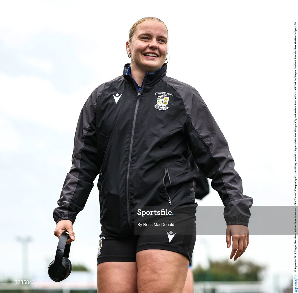 10 September 2025; Megan Plaschko of Athlone Town before the UEFA Women's Europa Cup first qualifying round first leg match between Glasgow City and Athlone Town at Petershill Park in Glasgow, Scotland. Photo by Ross MacDonald/Sportsfile