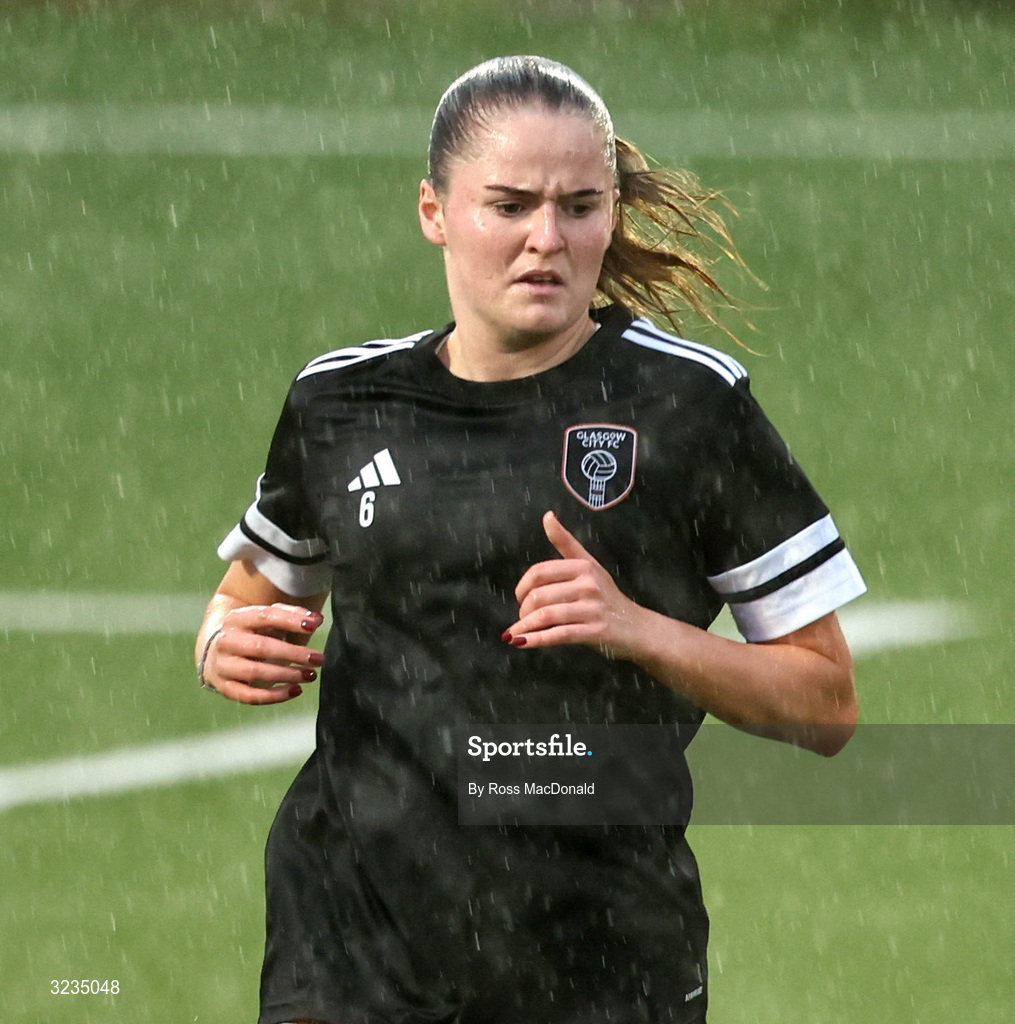 10 September 2025; Erin McLaughlin of Glasgow City warms up before the UEFA Women's Europa Cup first qualifying round first leg match between Glasgow City and Athlone Town at Petershill Park in Glasgow, Scotland. Photo by Ross MacDonald/Sportsfile