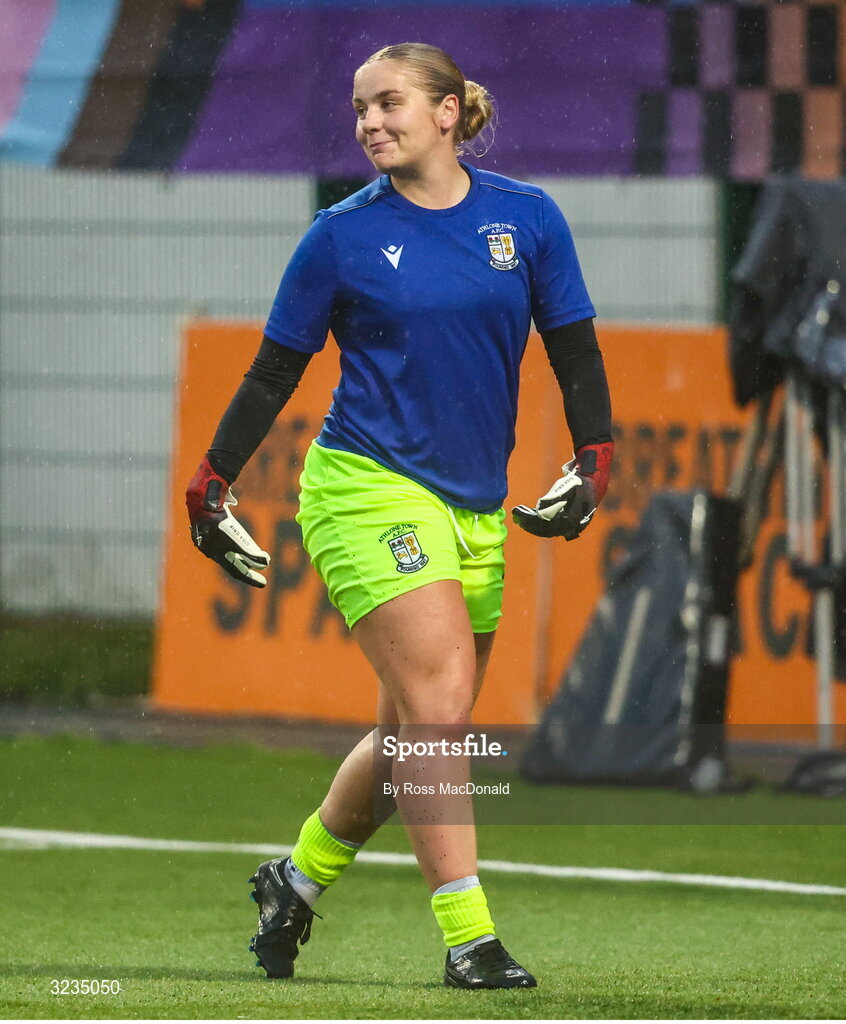 10 September 2025; Megan Plaschko of Athlone Town warms up before the UEFA Women's Europa Cup first qualifying round first leg match between Glasgow City and Athlone Town at Petershill Park in Glasgow, Scotland. Photo by Ross MacDonald/Sportsfile