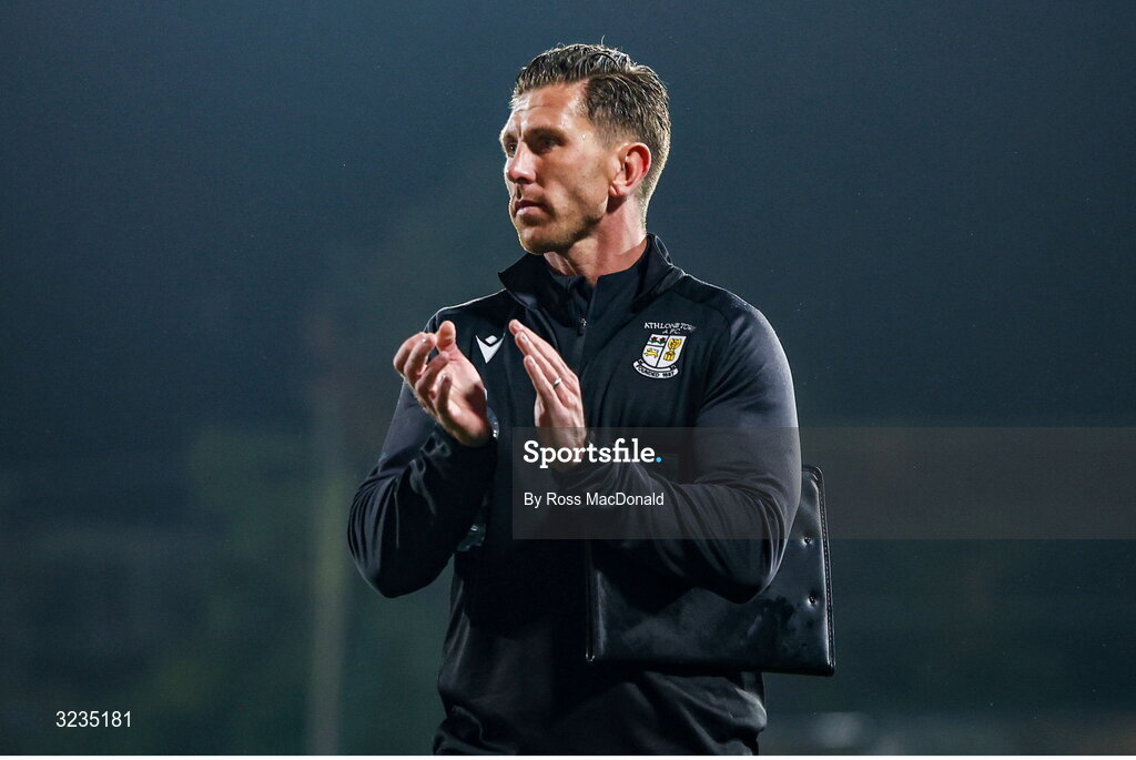 10 September 2025; Athlone Town Interim Manager John Sullivan at full time after the UEFA Women's Europa Cup first qualifying round first leg match between Glasgow City and Athlone Town at Petershill Park in Glasgow, Scotland. Photo by Ross MacDonald/Sportsfile