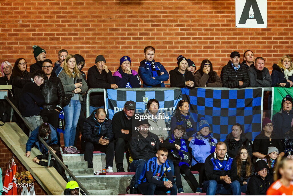 10 September 2025; Athlone Town supporters look on during the UEFA Women's Europa Cup first qualifying round first leg match between Glasgow City and Athlone Town at Petershill Park in Glasgow, Scotland. Photo by Ross MacDonald/Sportsfile