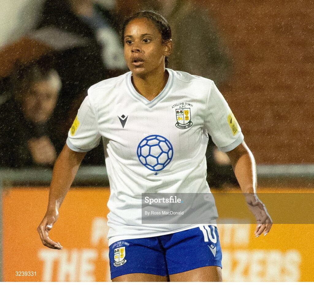 10 September 2025; Israela Groves of Athlone Town during the UEFA Women's Europa Cup first qualifying round first leg match between Glasgow City and Athlone Town at Petershill Park in Glasgow, Scotland. Photo by Ross MacDonald/Sportsfile