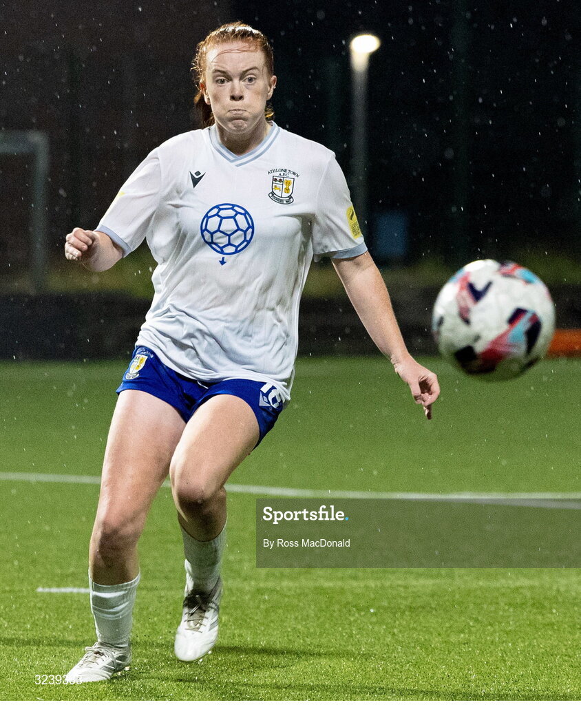 10 September 2025; Kate Slevin of Athlone Town during the UEFA Women's Europa Cup first qualifying round first leg match between Glasgow City and Athlone Town at Petershill Park in Glasgow, Scotland. Photo by Ross MacDonald/Sportsfile