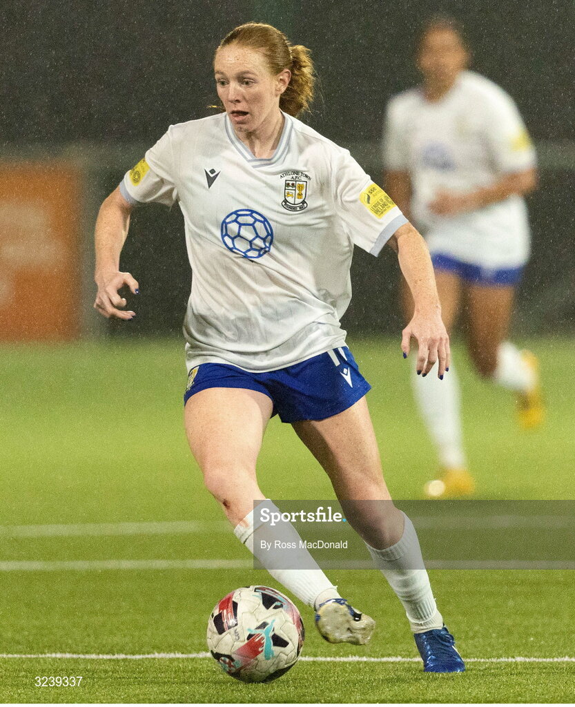 10 September 2025; Kelly Brady of Athlone Town during the UEFA Women's Europa Cup first qualifying round first leg match between Glasgow City and Athlone Town at Petershill Park in Glasgow, Scotland. Photo by Ross MacDonald/Sportsfile
