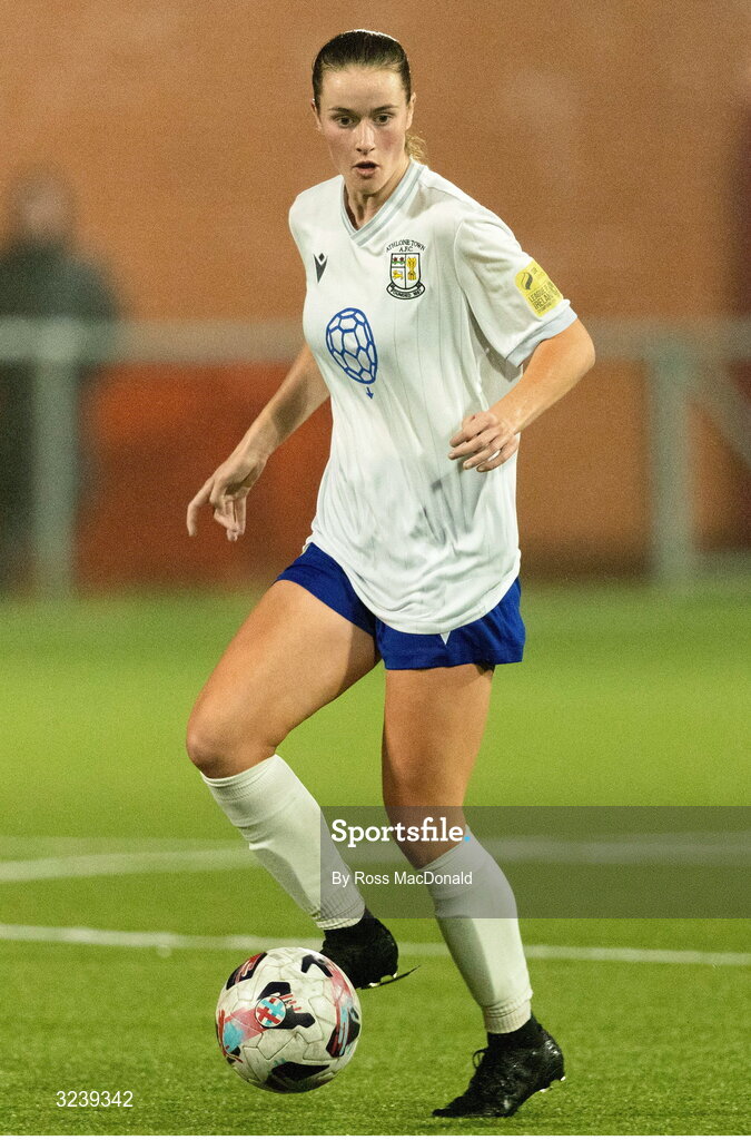 10 September 2025; Aoife Murphy O'Connor of Athlone Town during the UEFA Women's Europa Cup first qualifying round first leg match between Glasgow City and Athlone Town at Petershill Park in Glasgow, Scotland. Photo by Ross MacDonald/Sportsfile