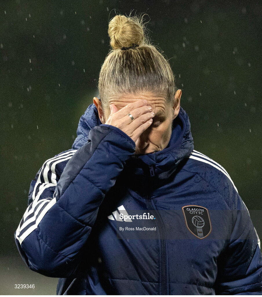 10 September 2025; Glasgow City manager Leanne Ross after the UEFA Women's Europa Cup first qualifying round first leg match between Glasgow City and Athlone Town at Petershill Park in Glasgow, Scotland. Photo by Ross MacDonald/Sportsfile