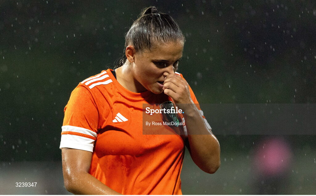 10 September 2025; Abi Harrison of Glasgow City after the UEFA Women's Europa Cup first qualifying round first leg match between Glasgow City and Athlone Town at Petershill Park in Glasgow, Scotland. Photo by Ross MacDonald/Sportsfile