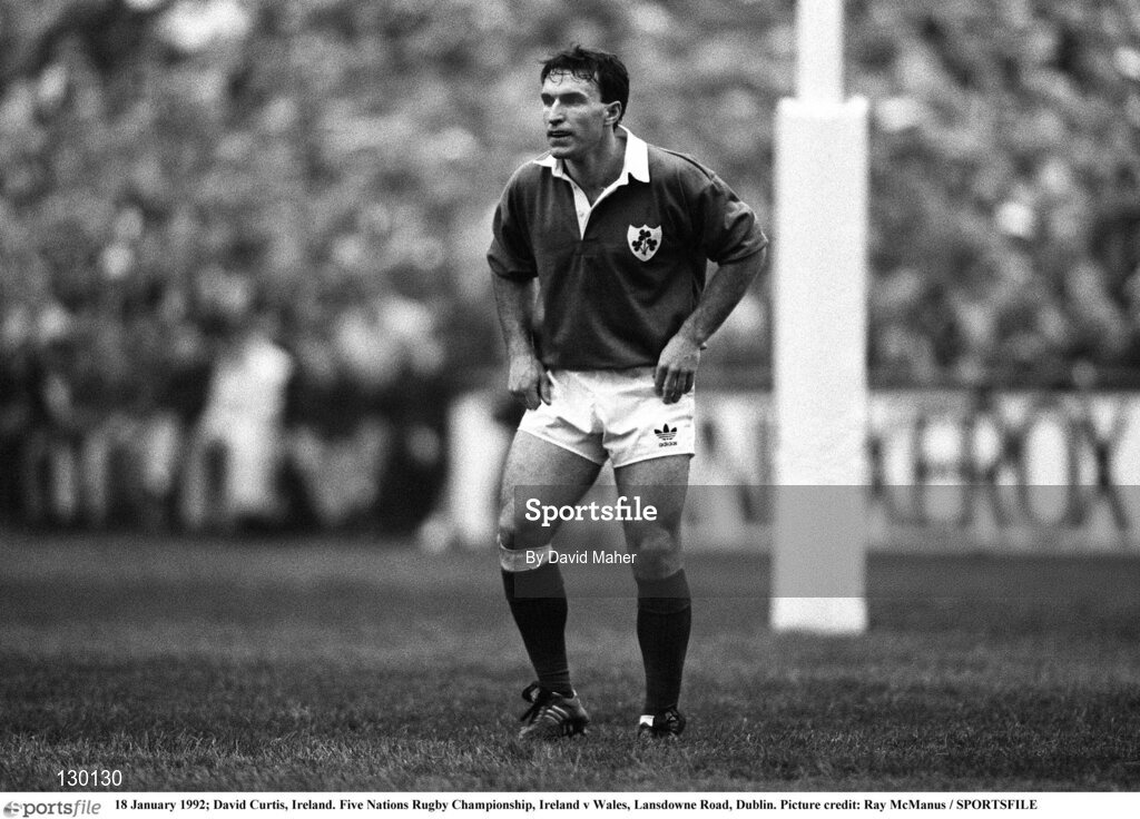 18 January 1992; David Curtis of Ireland during the Five Nations Rugby Championship match between Ireland and Wales at Lansdowne Road in Dublin. Photo by David Maher/Sportsfile