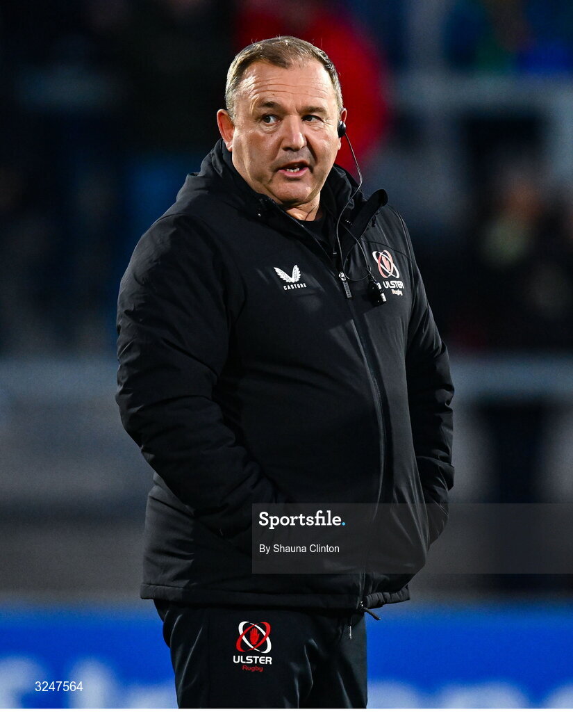 26 September 2025; Ulster head coach Richie Murphy before the United Rugby Championship match between Ulster and Dragons at Affidea Stadium in Belfast. Photo by Shauna Clinton/Sportsfile