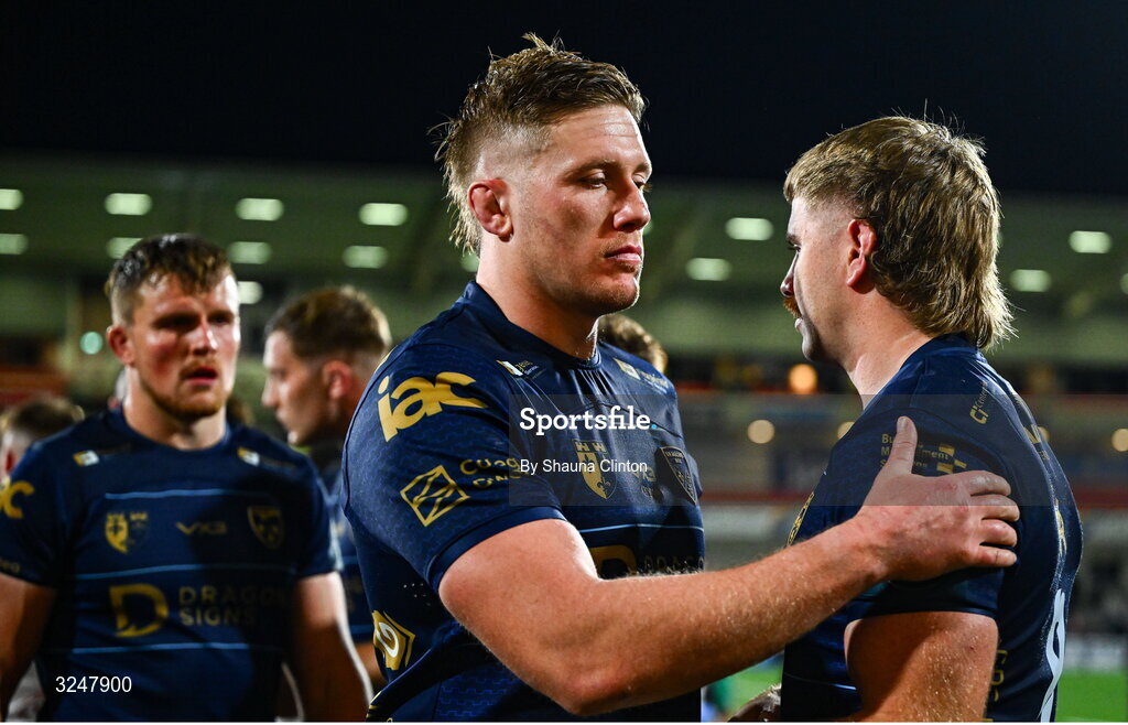 26 September 2025; Matthew Screech of Dragons after his side's defeat in the United Rugby Championship match between Ulster and Dragons at Affidea Stadium in Belfast. Photo by Shauna Clinton/Sportsfile