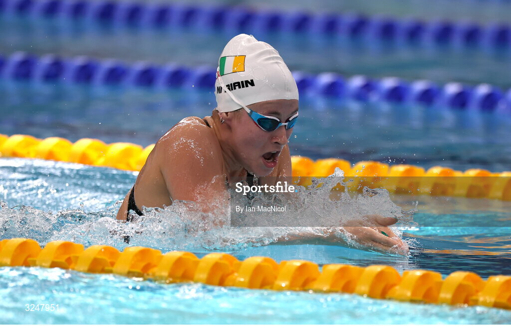 27 September 2025; Roisin Ni Riain of team Ireland competes in the heats of the Women’s 200m Medley SM13 during day seven of the Toyota World Para Swimming Championships at the OCBC Aquatic Centre in Singapore. Photo by Ian MacNicol/Sportsfile