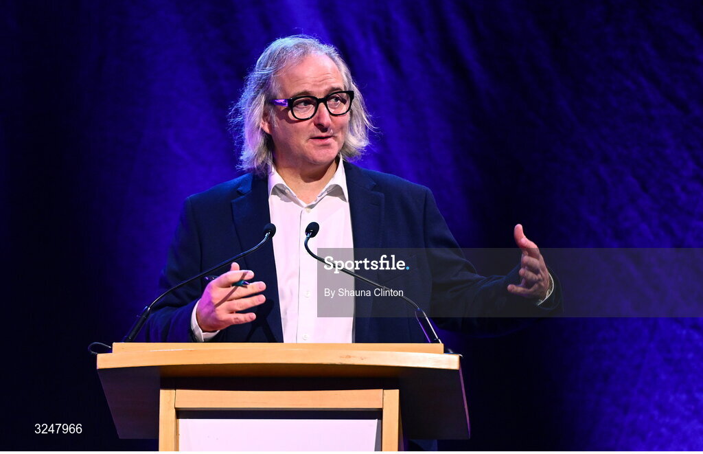 27 September 2025; MC Ger Gilroy, Newstalk Radio, during the UPMC Orthopaedic Care and Sports Medicine Conference at The Convention Centre in Dublin. Photo by Shauna Clinton/Sportsfile