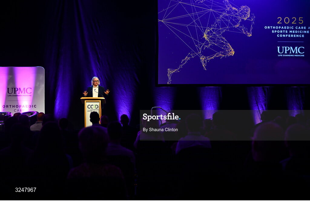 27 September 2025; MC Ger Gilroy, Newstalk Radio, during the UPMC Orthopaedic Care and Sports Medicine Conference at The Convention Centre in Dublin. Photo by Shauna Clinton/Sportsfile