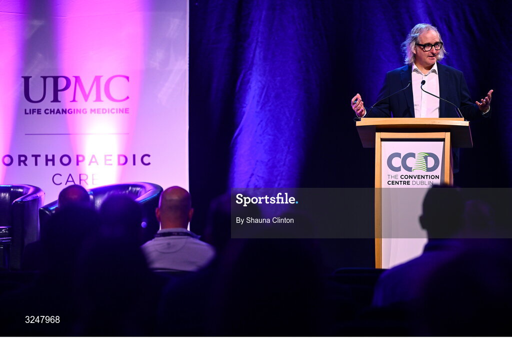 27 September 2025; MC Ger Gilroy, Newstalk Radio, during the UPMC Orthopaedic Care and Sports Medicine Conference at The Convention Centre in Dublin. Photo by Shauna Clinton/Sportsfile